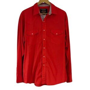 El General Men's Red Western Rodeo Style Pearl Snap Shirt